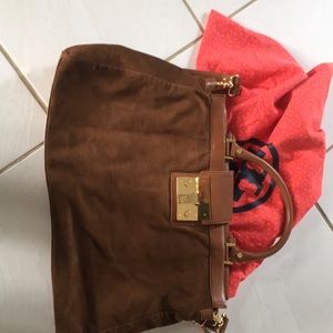 Tory Burch purse leather and suede satchel Bag